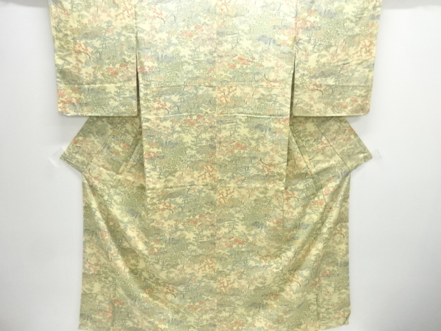 未使用品　垣根に草花模様小紋着物